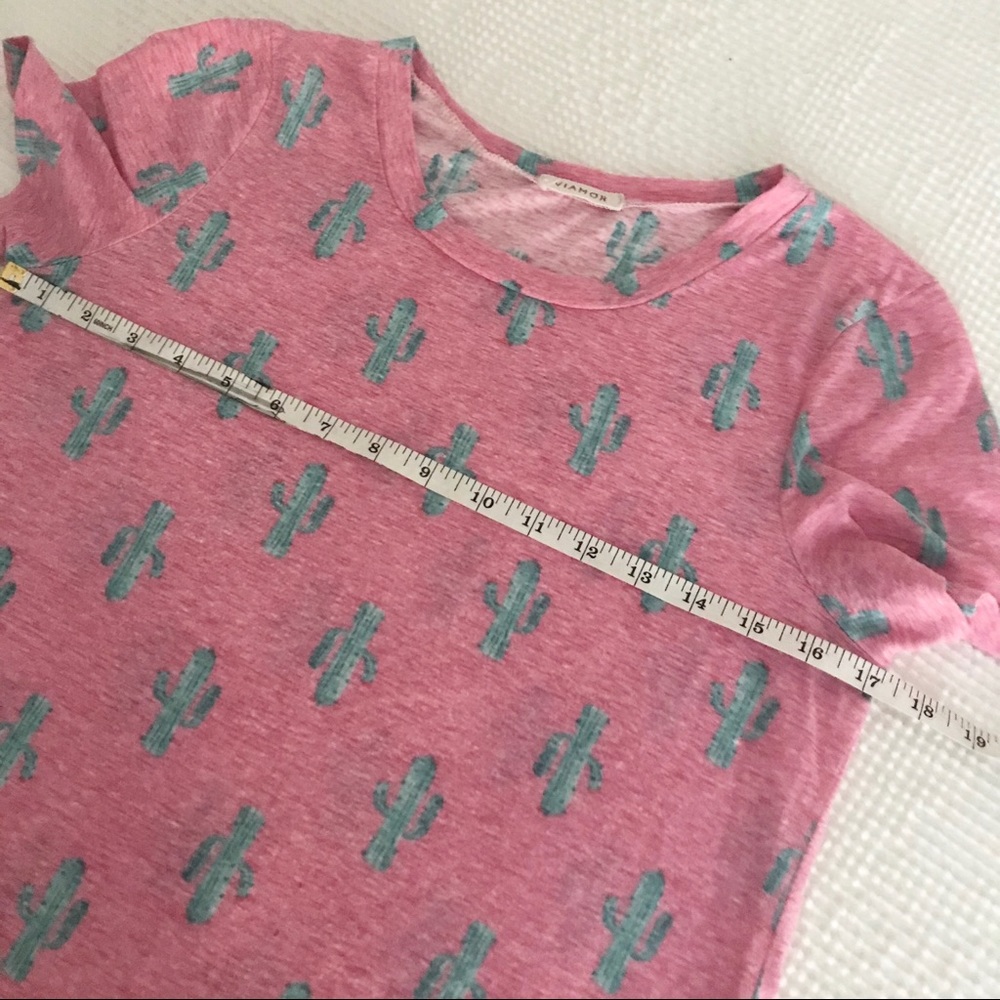 VIAMOR PINK CACTUS ROUND NECK T-SHIRT SHORT SLEEVE - Picture 8 of 10